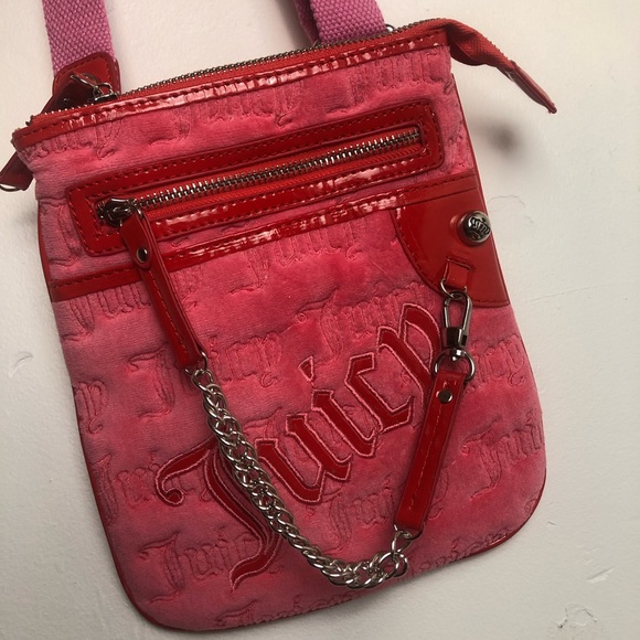 Juicy Couture Handbags - Rare Y2K Juicy Couture Velour Embossed Crossbody Purse